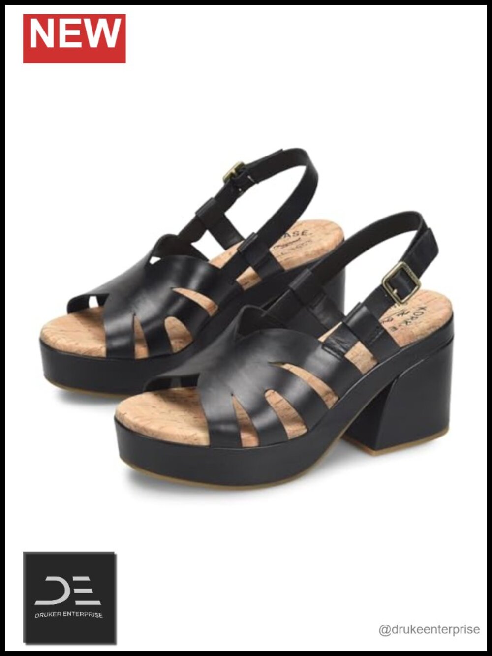 Kork-Ease Paschal Platform Heeled Sandals Slingback Leather Women's 3"